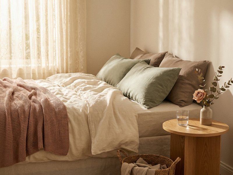 5 minute self care ADHD — a soft bed with morning light through sheer curtains, lacedopamine.com