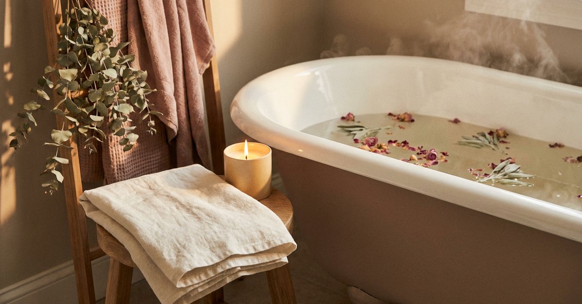 ADHD bath ritual — gentle illustration for late-diagnosed ADHD women, lacedopamine.com