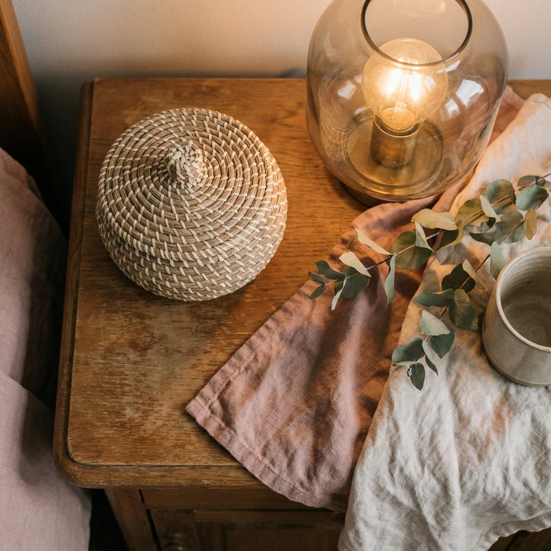 ADHD bedroom ideas — a closed container nightstand for evening clutter, lacedopamine.com