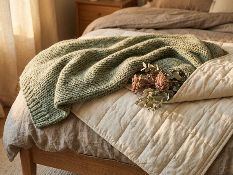 ADHD bedroom ideas — a soft weighted blanket texture anchor for wind down, lacedopamine.com