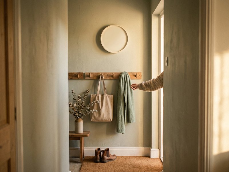 adhd diagnosis at 30 — a plain wall clock and coat hooks in a hallway, lacedopamine.com