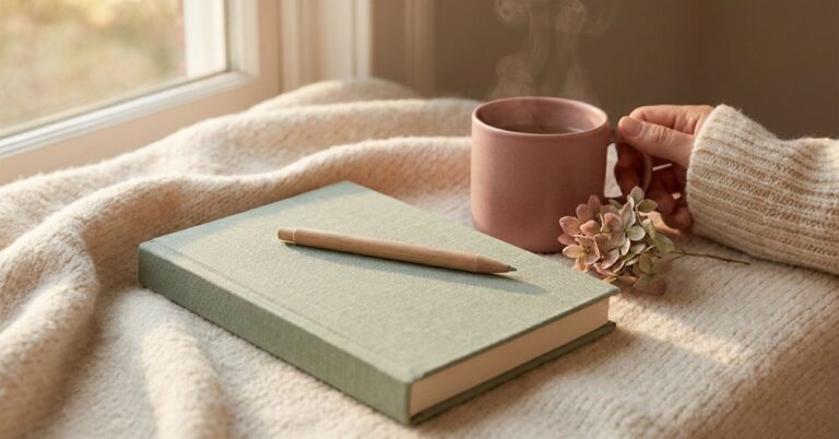 ADHD journal prompts — gentle illustration for late diagnosed ADHD women, lacedopamine.com