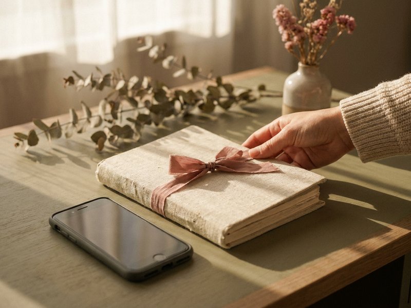 how to journal with ADHD — physical journal beside a phone journaling app, lacedopamine.com