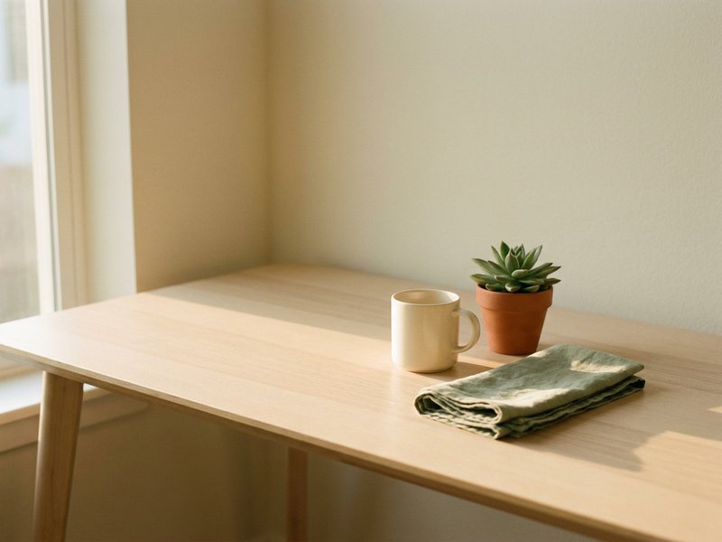 adhd notion templates — a clear desk with a mug and a plant in morning light, lacedopamine.com