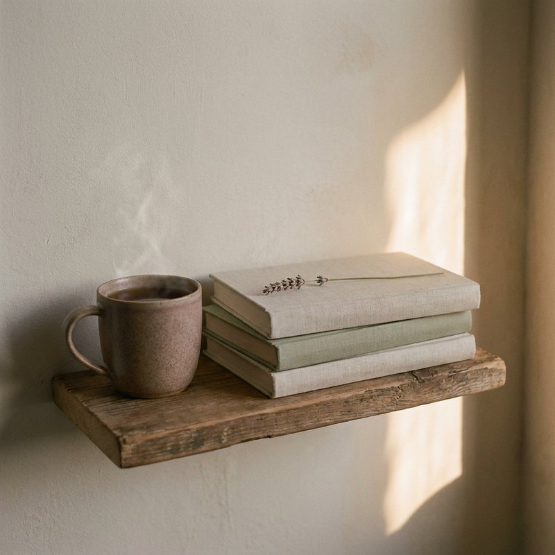 adhd notion templates — a mug and a small stack of closed books on a shelf, lacedopamine.com