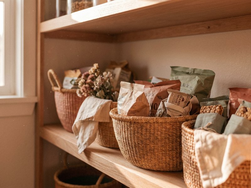 ADHD pantry organization — grab and go snack shelf at eye level, lacedopamine.com