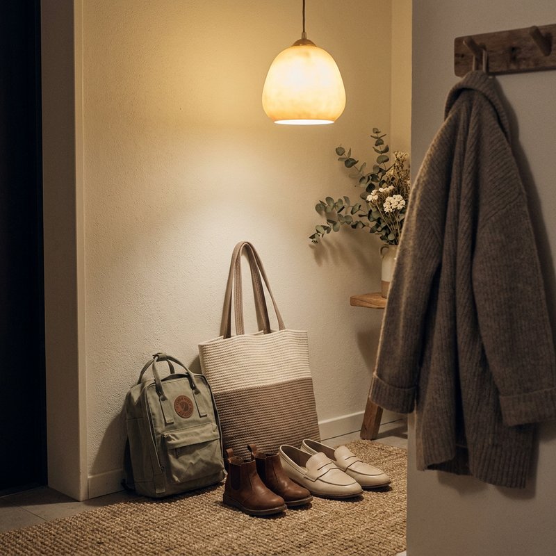 adhd time management for moms — bags and shoes set by the door for morning, lacedopamine.com