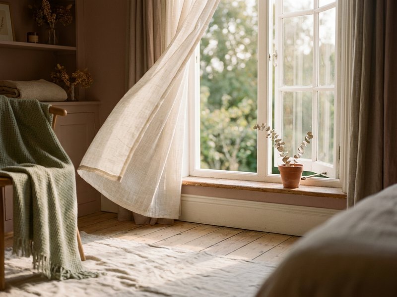 breathwork for adhd — an open window with morning light and a sheer curtain moving, lacedopamine.com