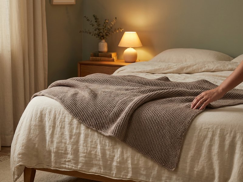 cozy evening routine ADHD — a heavy blanket ready for a truly wiped night, lacedopamine.com