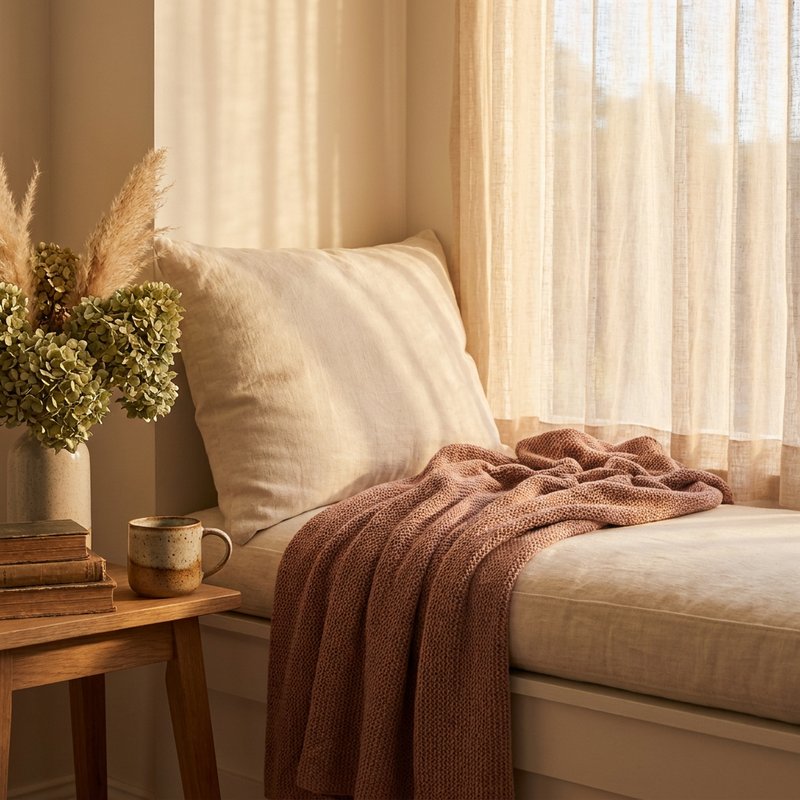 cozy self care low dopamine — a woman resting under a blanket with a warm mug, lacedopamine.com