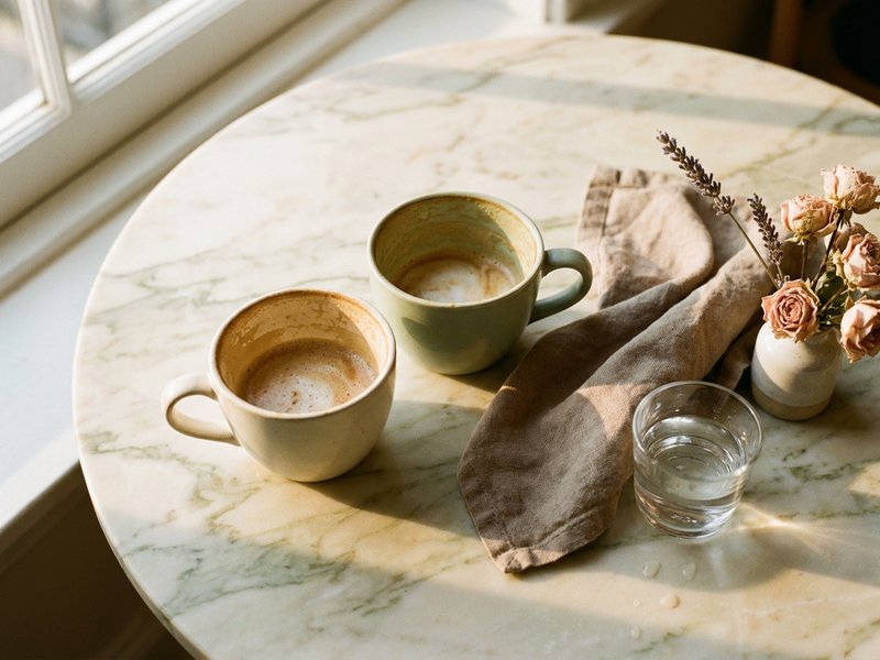 dating with adhd — two coffee cups on a small café table by a window, lacedopamine.com