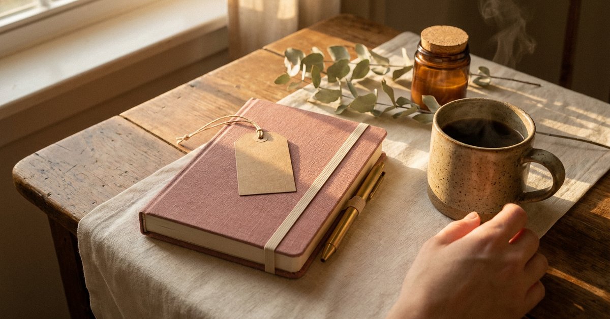 fall journaling ADHD — gentle illustration for late-diagnosed ADHD women, lacedopamine.com