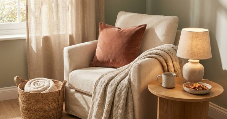 fall room refresh ADHD — gentle illustration for late-diagnosed ADHD women, lacedopamine.com