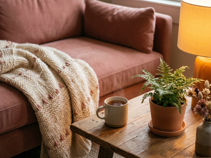ADHD family gatherings RSD — tea and a soft blanket for calming down after a family event, lacedopamine.com