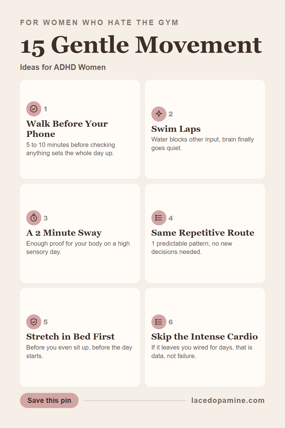 Do you dread the gym even though you know movement helps your ADHD brain — save this pin for later