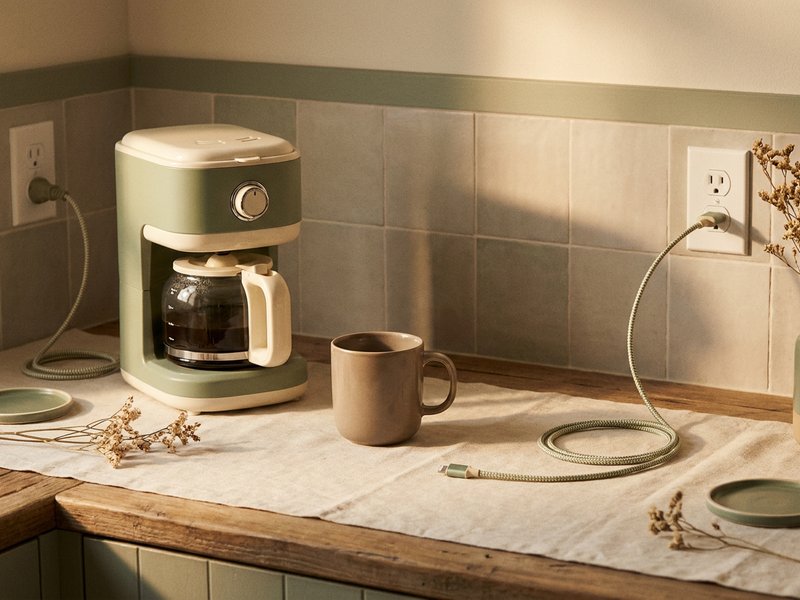 habit stacking ADHD — a coffee maker and phone charger on a kitchen counter, lacedopamine.com