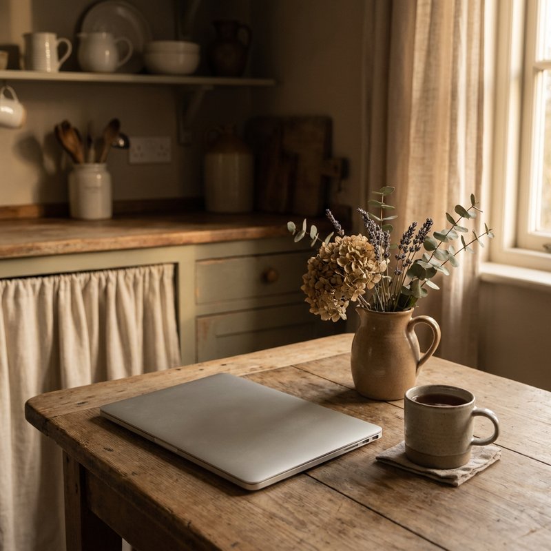 high masking adhd symptoms — a closed laptop and a cooling mug on a kitchen table, lacedopamine.com