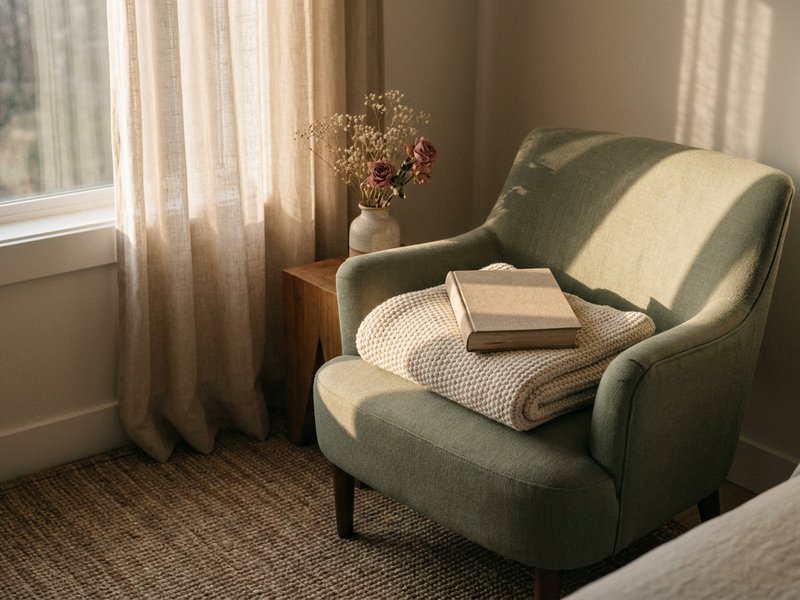 holiday family boundaries ADHD — a quiet reading corner away from a loud gathering, lacedopamine.com