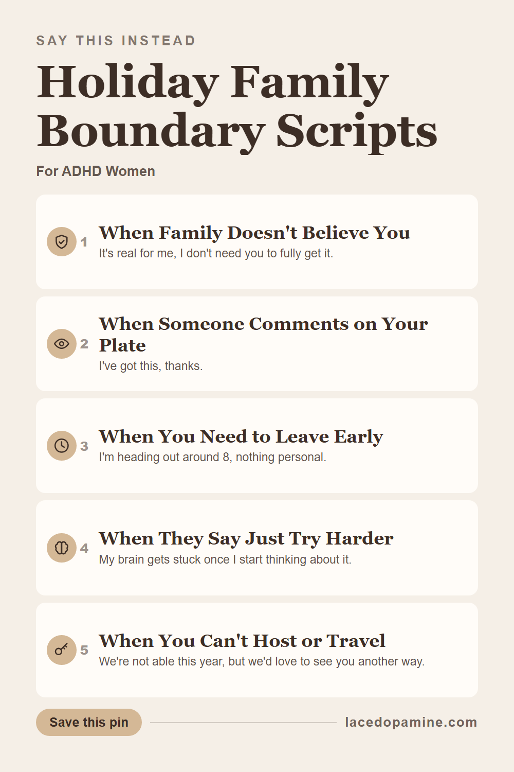 Dreading the holidays because family keeps pushing on your ADHD boundaries — save this pin for later