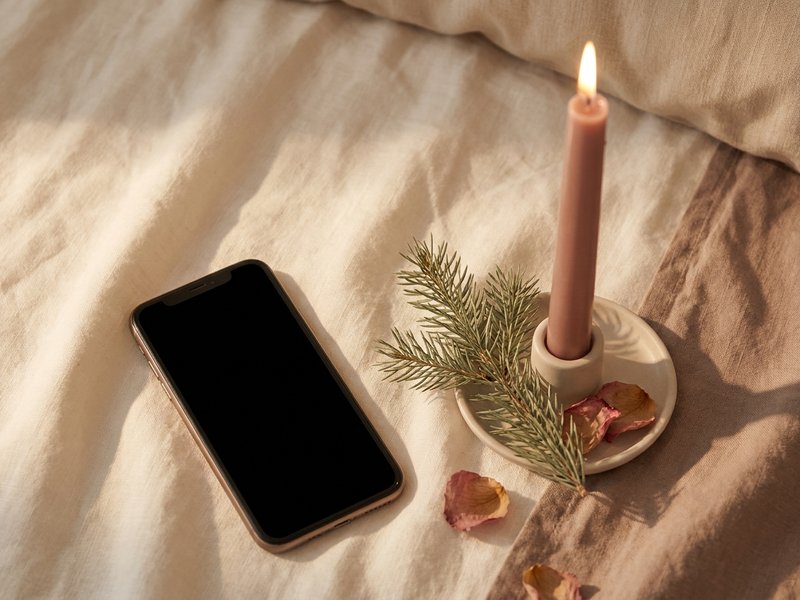 holiday luteal phase ADHD — a phone with a blank calendar screen glow, lacedopamine.com