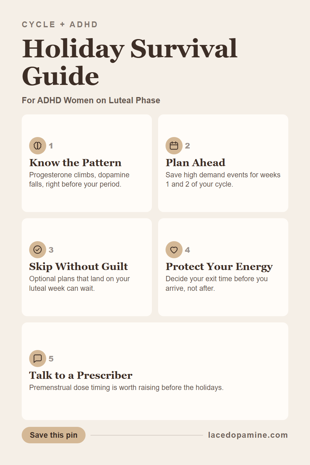 Does your luteal phase always seem to land on the busiest week of the holidays — save this pin for later