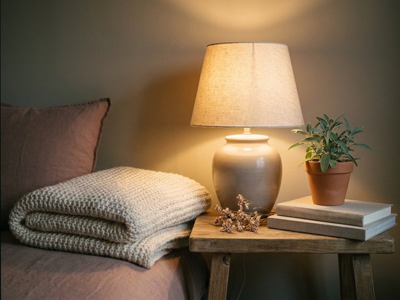 hygge ADHD soft living — warm lamp lighting setup for ADHD nervous system, lacedopamine.com
