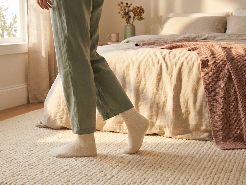an ADHD woman moving gently to start a low energy morning, lacedopamine.com