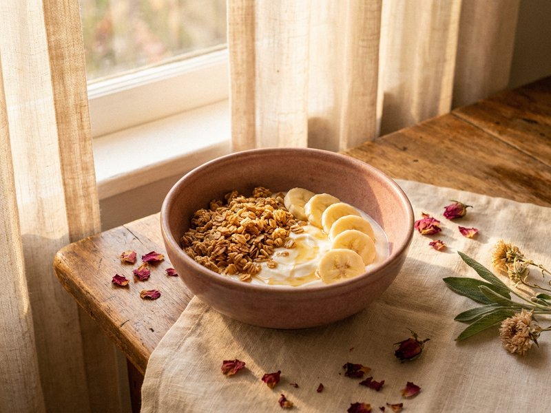 no recipe dinner ideas — a yogurt bowl with granola and fruit, lacedopamine.com