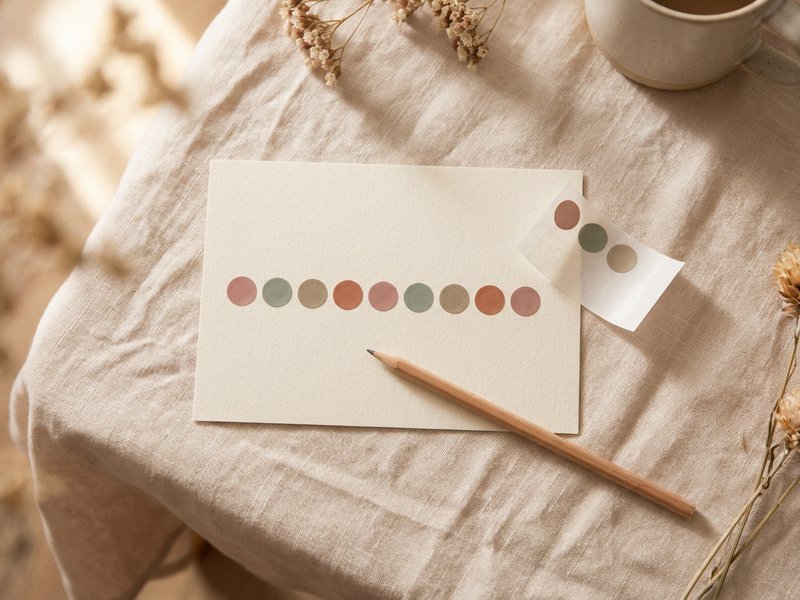 perimenopause adhd — a row of coloured dot stickers on a plain card, lacedopamine.com