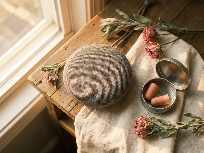 sensory corner ideas — small speaker and earplugs sound setup, lacedopamine.com