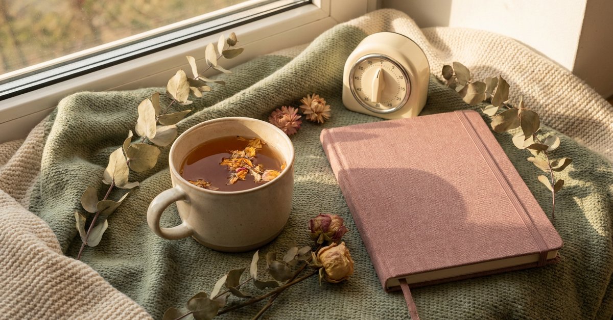 sunday reset ideas ADHD — gentle illustration for late-diagnosed ADHD women, lacedopamine.com