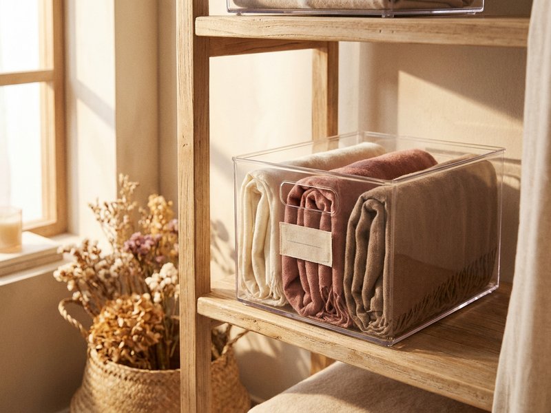 visual storage ideas ADHD — a clear labeled bin on an open shelf, lacedopamine.com