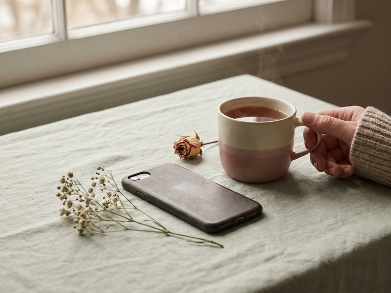 what is RSD — a phone face down on a linen surface beside a warm cup, lacedopamine.com