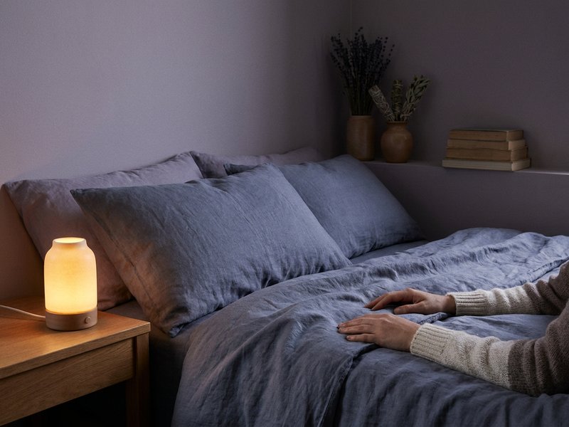 wind down routine ADHD — a quiet dark bedroom where a racing mind finally settles, lacedopamine.com