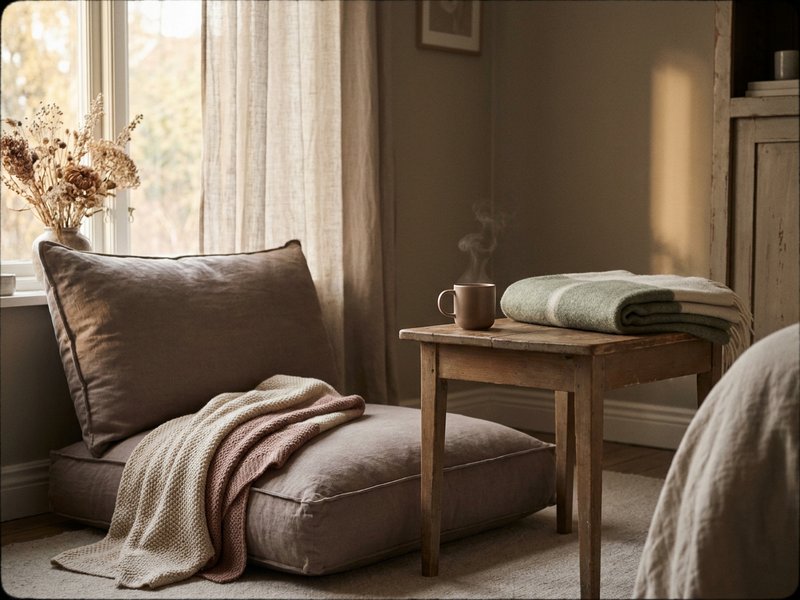 winter self care ADHD — a quiet corner set up for a small daily reset, lacedopamine.com