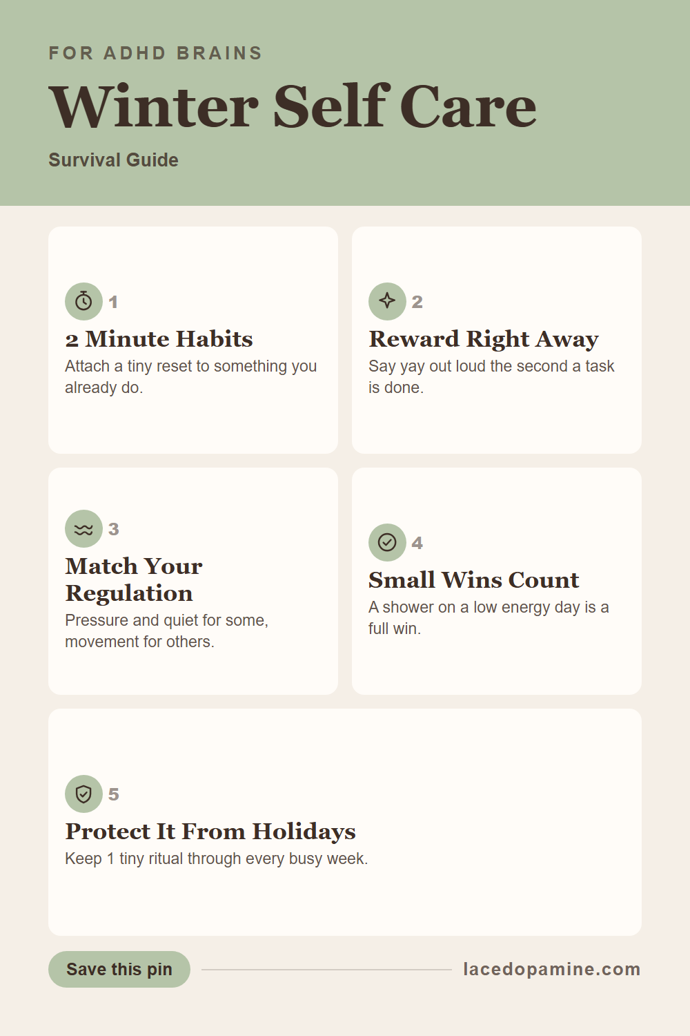 Does every self care list assume you have free time and energy you do not actually have this winter — save this pin for later