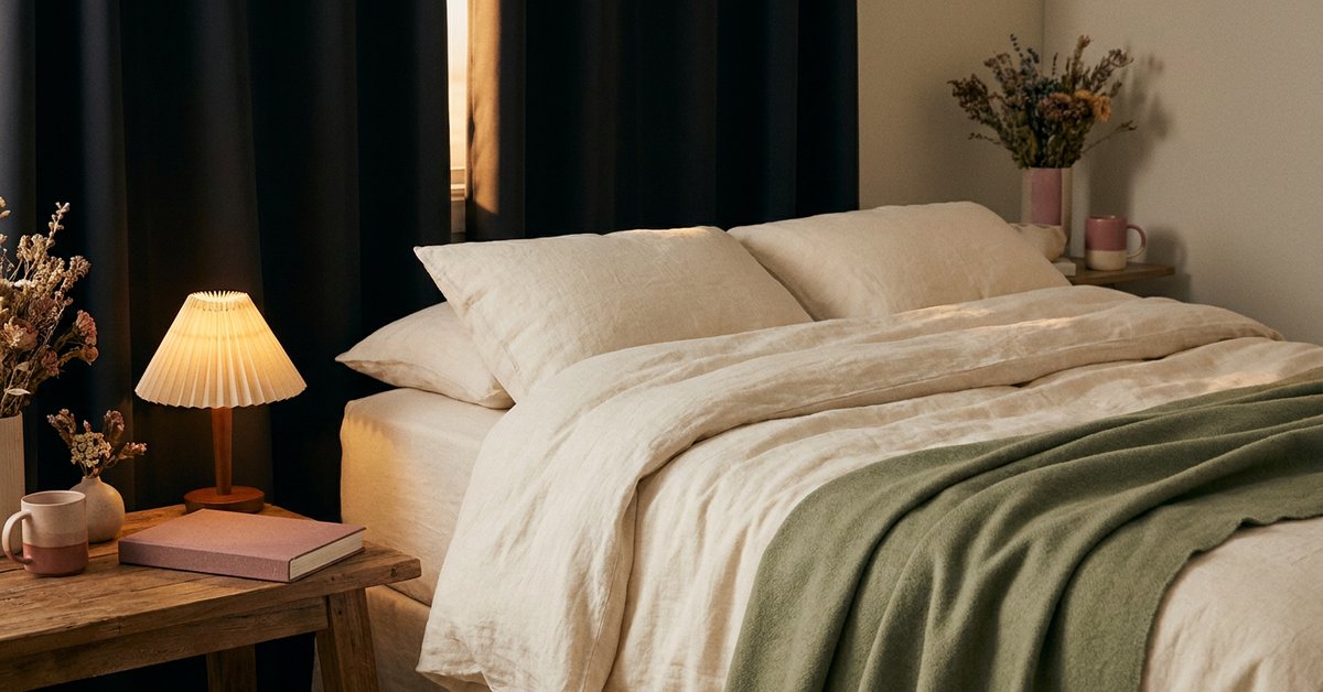winter sleep reset ADHD — gentle illustration of a cozy bedtime routine, lacedopamine.com