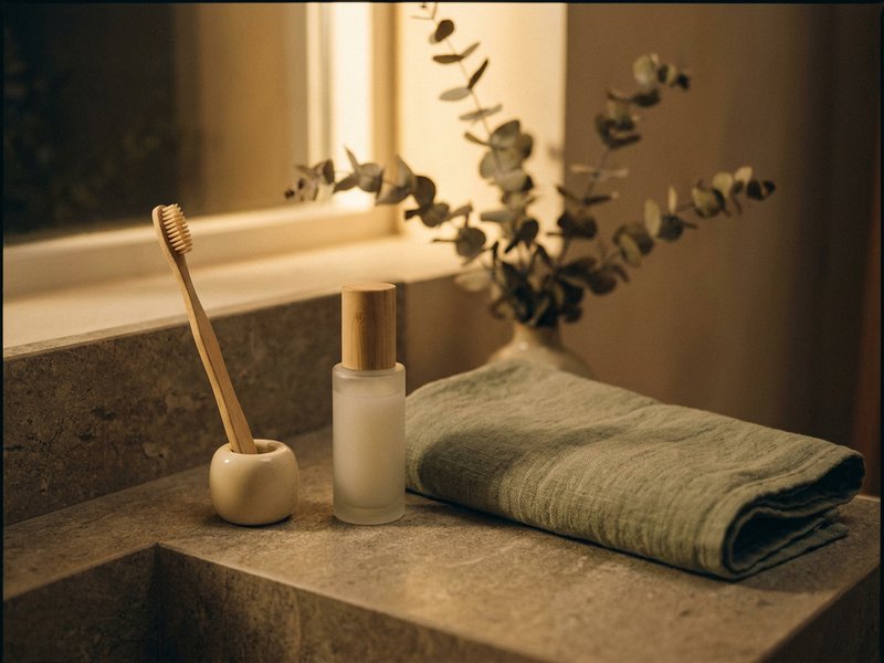 ADHD evening wind down — a simple repeated nighttime ritual on a bathroom counter, lacedopamine.com