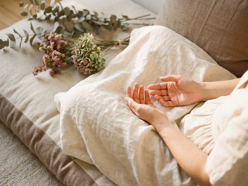 ADHD meltdown self soothe — hands resting in the lap during a quiet moment, lacedopamine.com