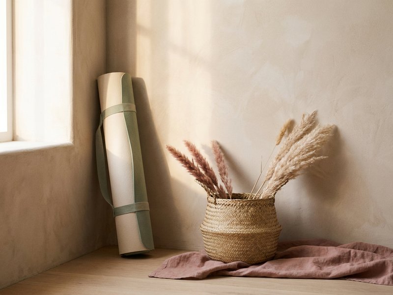 ADHD movement routine — a folded yoga mat leaning against a wall, lacedopamine.com
