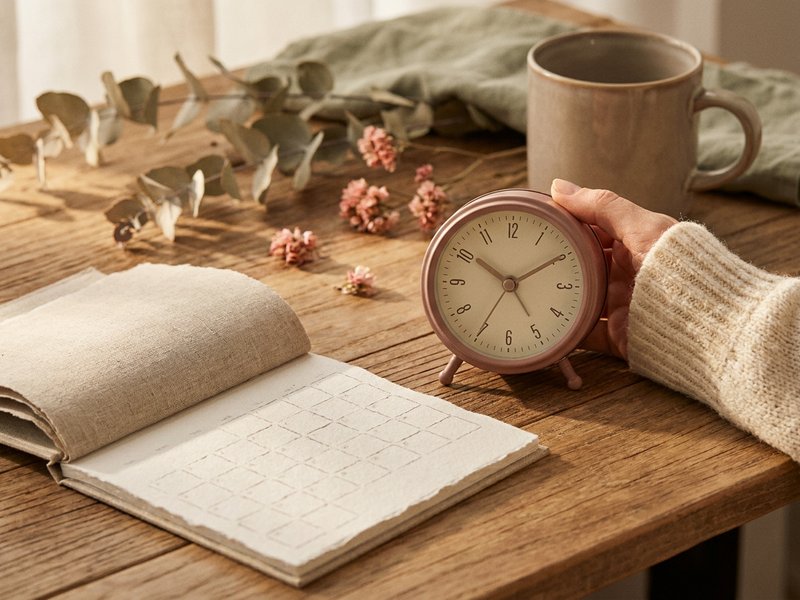 myths about ADHD in women — an analog clock and a calendar on a desk, lacedopamine.com