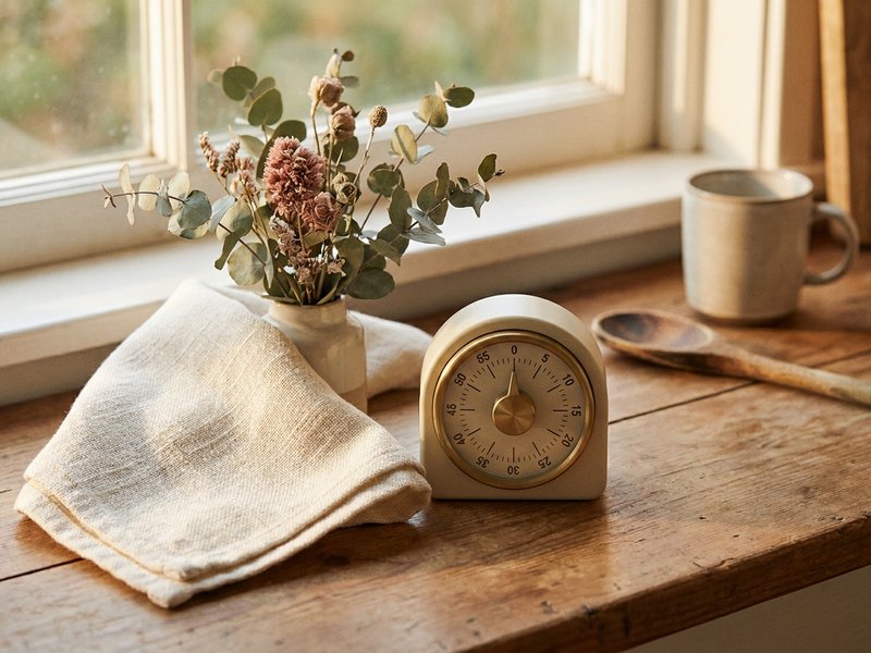 ADHD organization for beginners — a small kitchen timer set on a counter, lacedopamine.com