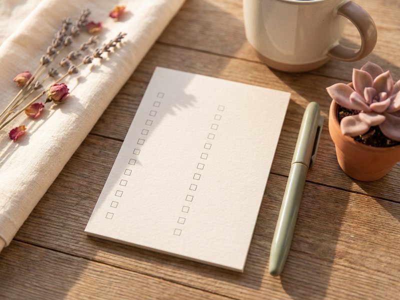 ADHD self care beginner — a blank weekly checklist on a desk, lacedopamine.com