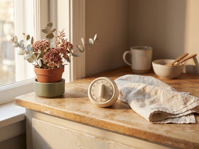body doubling decluttering — a simple timer set on a countertop, lacedopamine.com