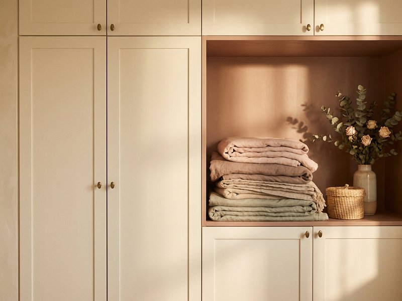 decor mistakes that overstimulate ADHD brains — closed cabinet doors next to open shelving, lacedopamine.com