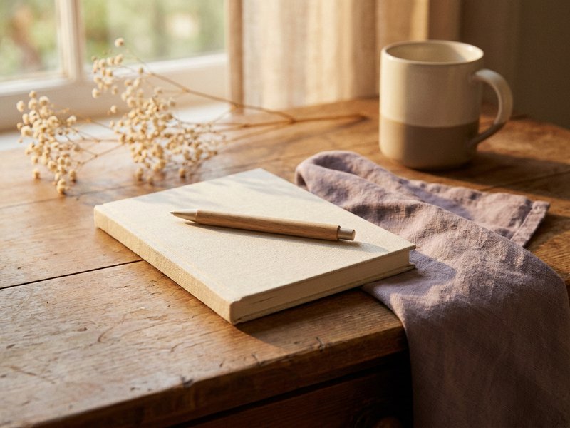 new year routine ADHD reset — a simple closed planner on a desk, lacedopamine.com