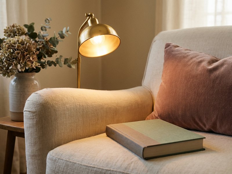 reading nook ADHD — a single warm lamp beside a reading chair, lacedopamine.com